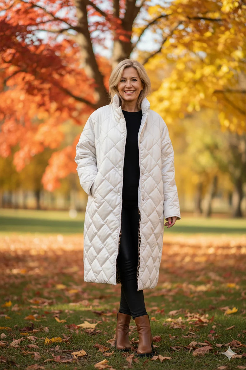 Women's Long Quilted Puffer Coat with Hood