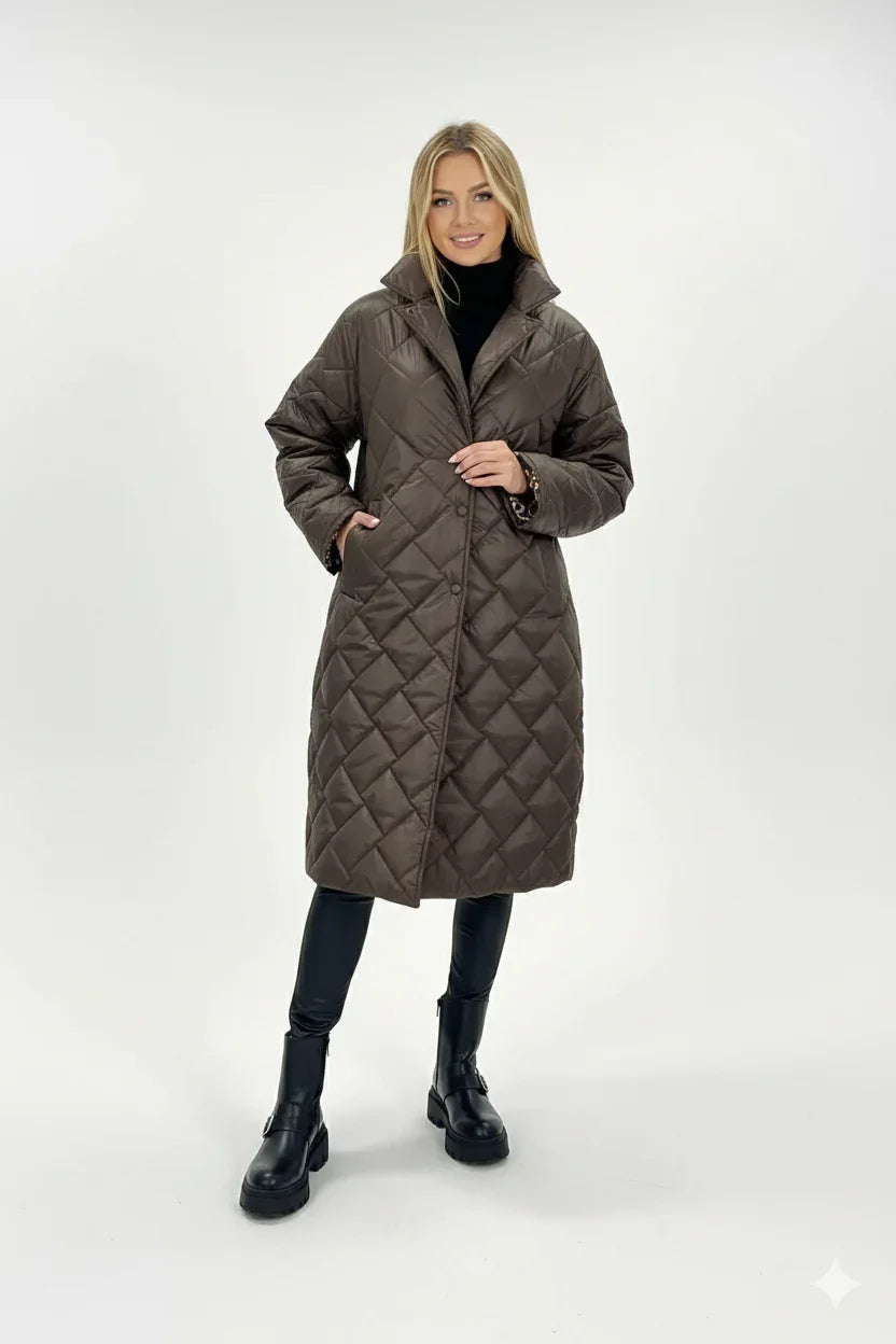 Women's Long Quilted Puffer Coat with Hood