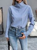 Women's Long Sleeve Top with Stand-Up Collar