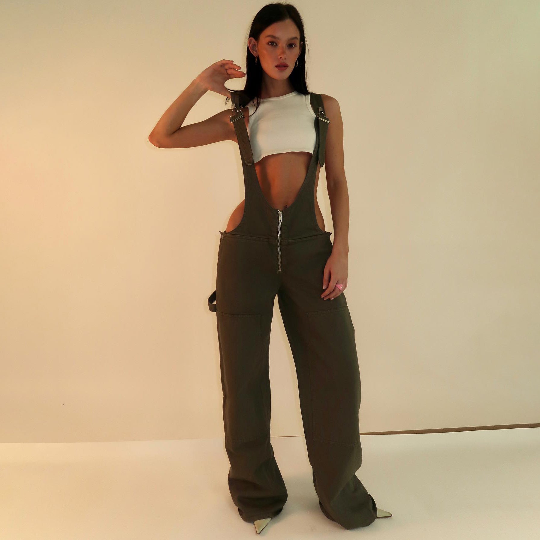 Women's Loose Denim Dungarees with Pockets
