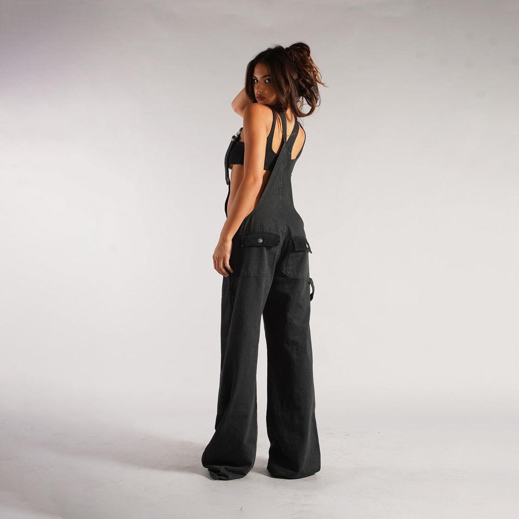 Women's Loose Denim Dungarees with Pockets