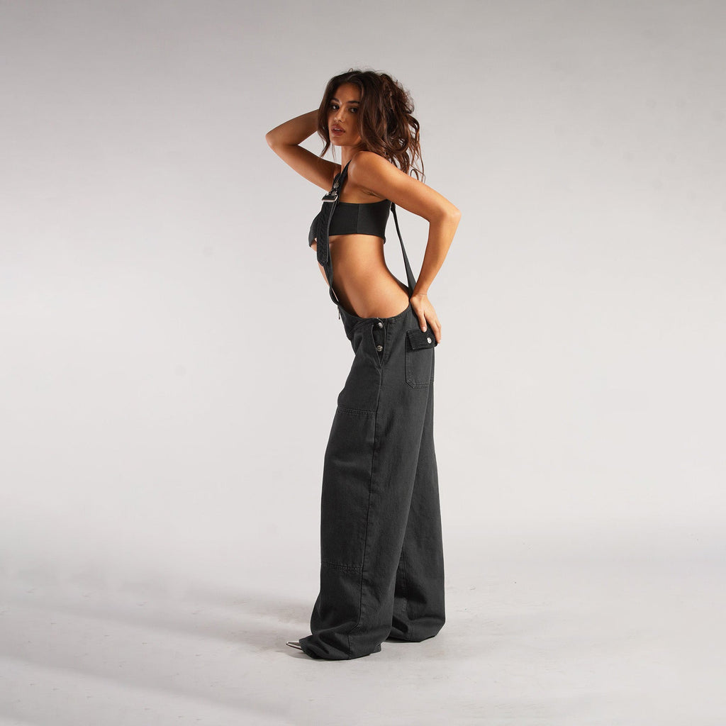 Women's Loose Denim Dungarees with Pockets