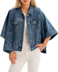 Women's Loose Cotton Jacket with Batwing Sleeves