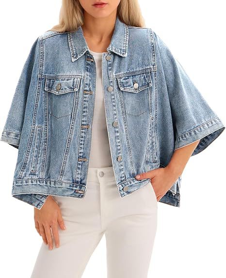 Women's Loose Cotton Jacket with Batwing Sleeves