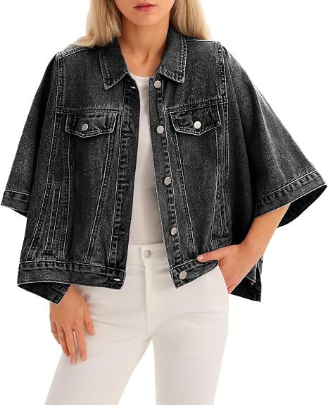 Women's Loose Cotton Jacket with Batwing Sleeves