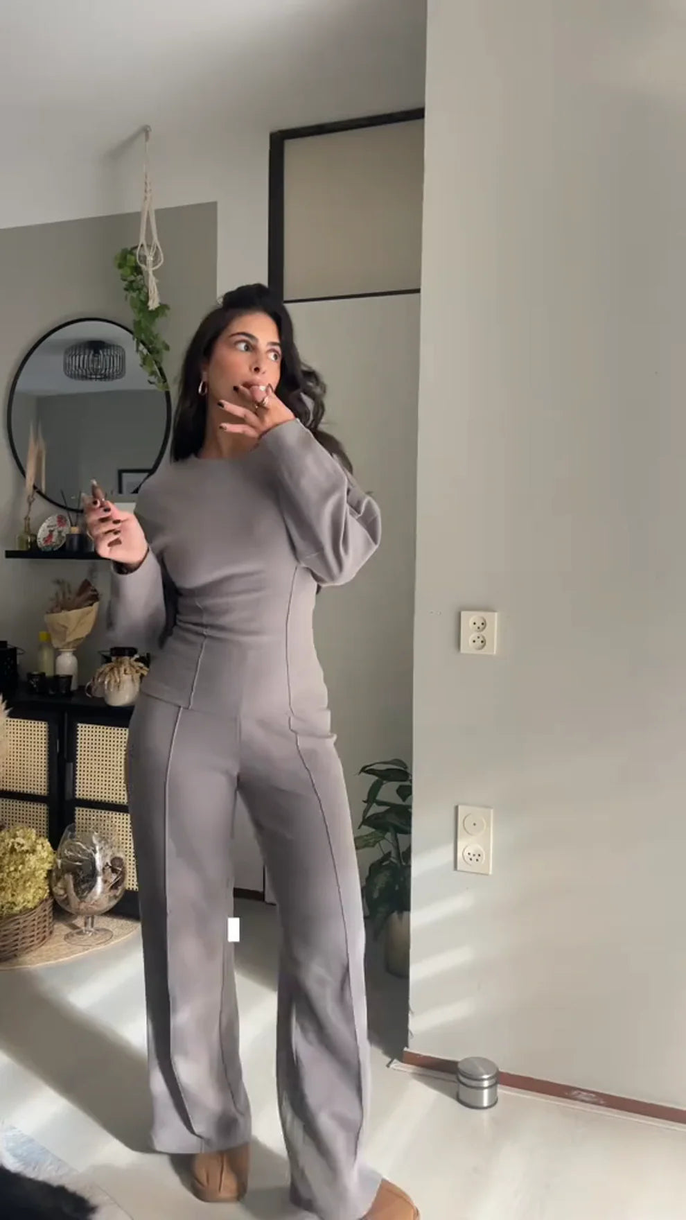 Women's Loungewear Two-Piece Wide-Leg Sweater Set
