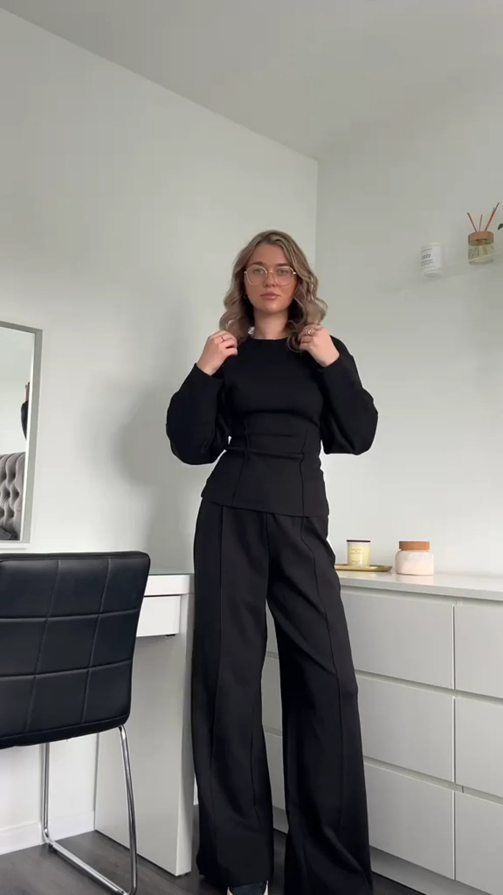 Women's Loungewear Two-Piece Wide-Leg Sweater Set