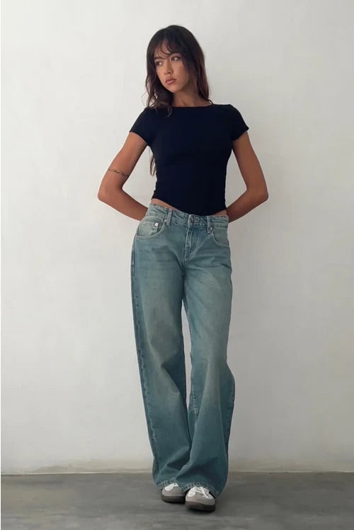 Women's Low-Waisted Straight Leg Jeans