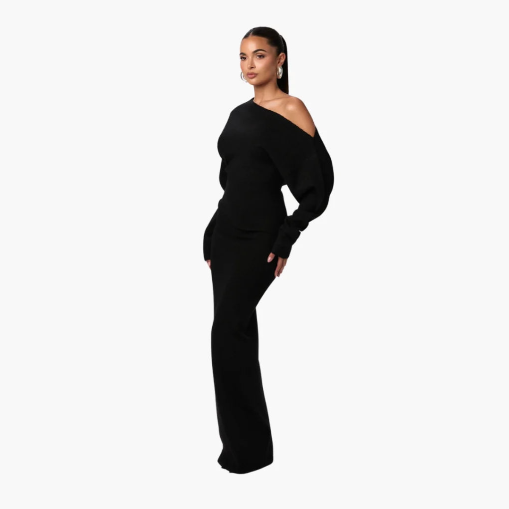 Women's Off-Shoulder Knitted Maxi Dress