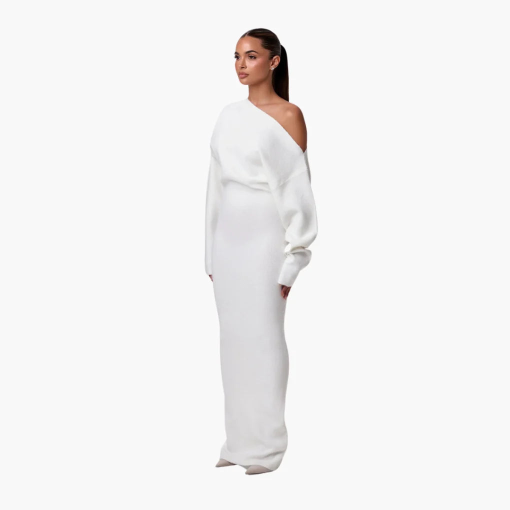Women's Off-Shoulder Knitted Maxi Dress