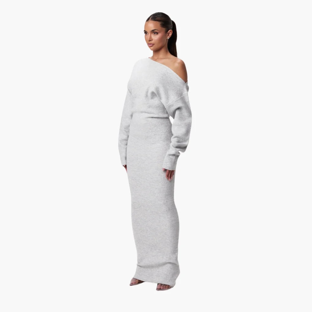 Women's Off-Shoulder Knitted Maxi Dress
