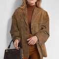 Women's Oversized Blazer with Pockets - Retro Loose-Fit Style