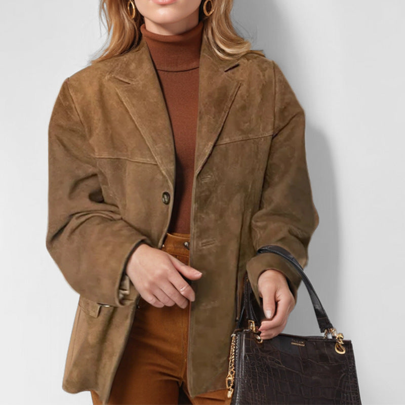 Women's Oversized Blazer with Pockets - Retro Loose-Fit Style