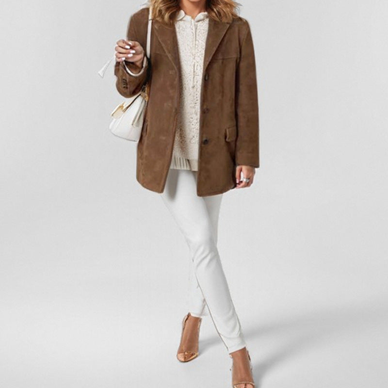 Women's Oversized Blazer with Pockets - Retro Loose-Fit Style
