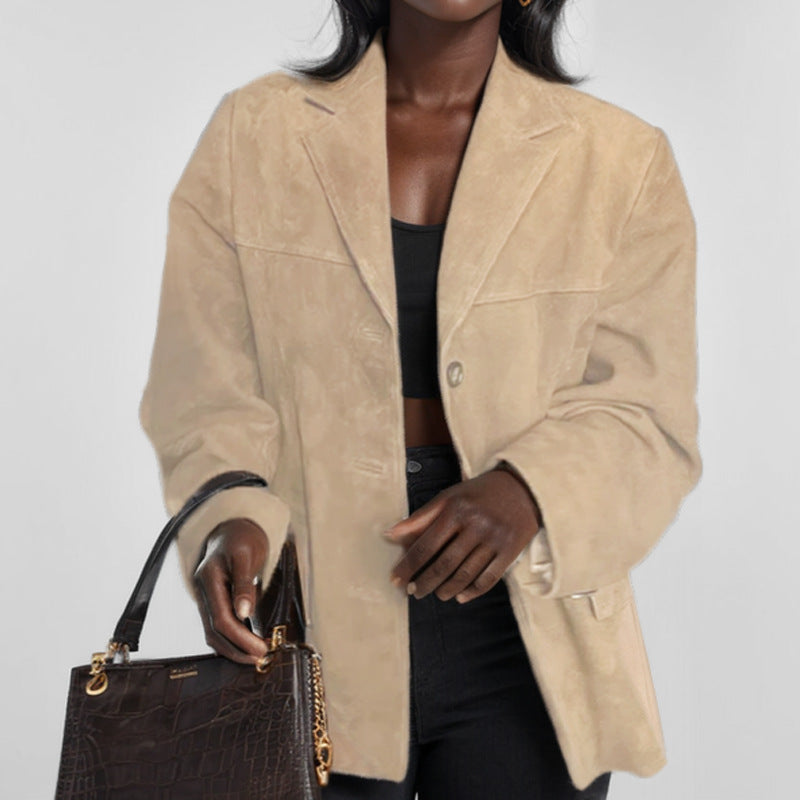 Women's Oversized Blazer with Pockets - Retro Loose-Fit Style