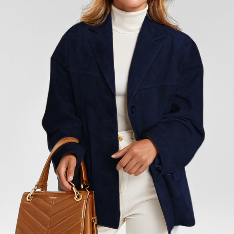Women's Oversized Blazer with Pockets - Retro Loose-Fit Style