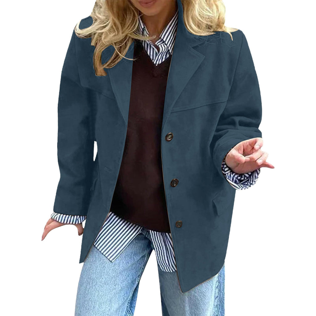 Women's Oversized Blazer with Pockets - Retro Loose-Fit Style