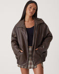Women's Oversized Leather Jacket for Casual Style