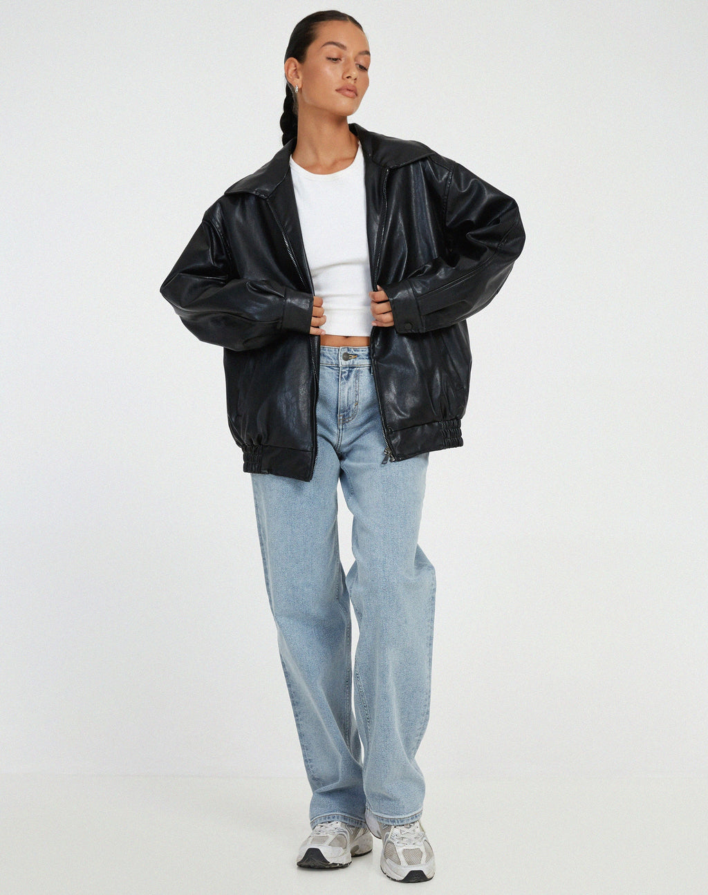 Women's Oversized Leather Jacket for Casual Style