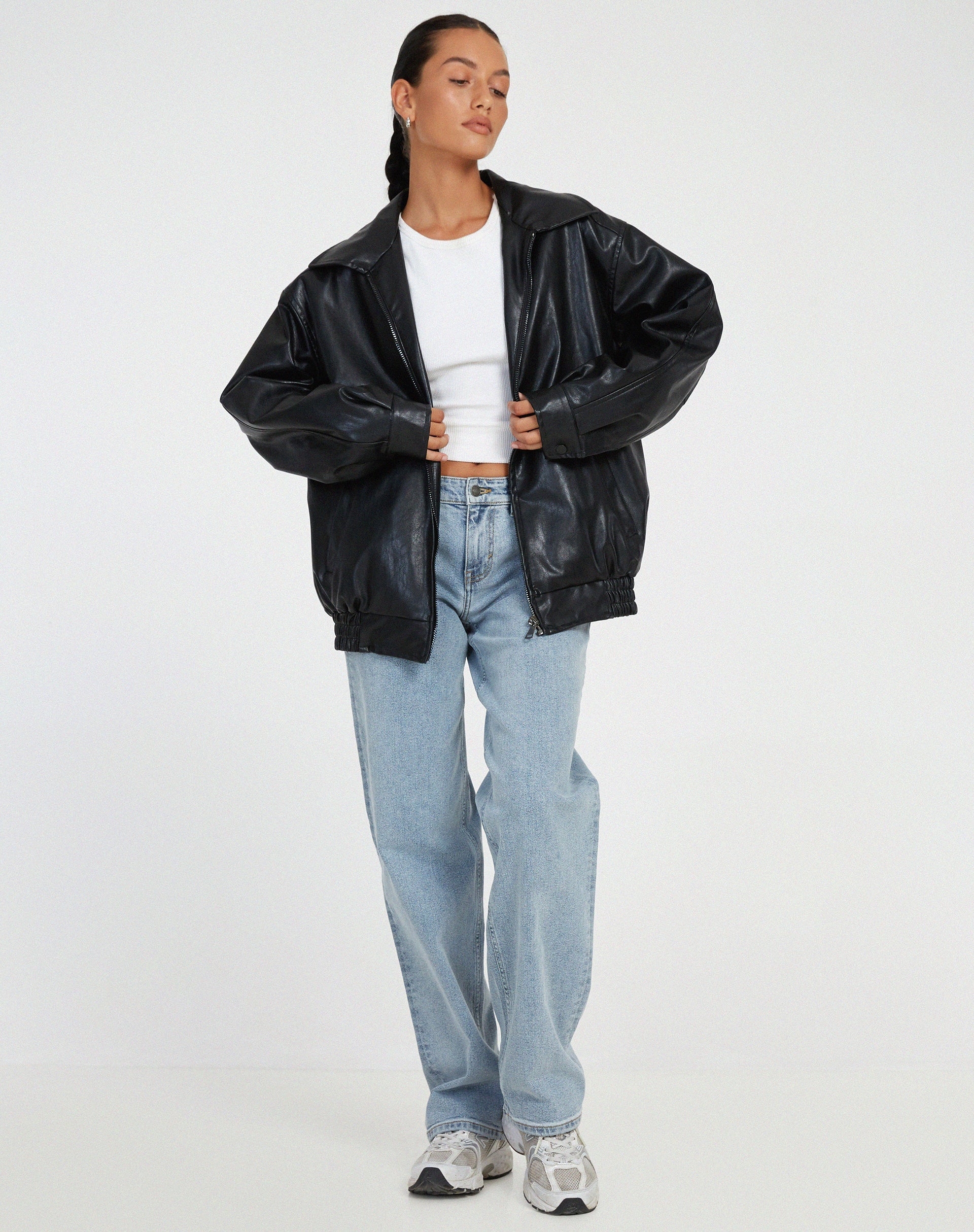 Women's Oversized Leather Jacket for Casual Style