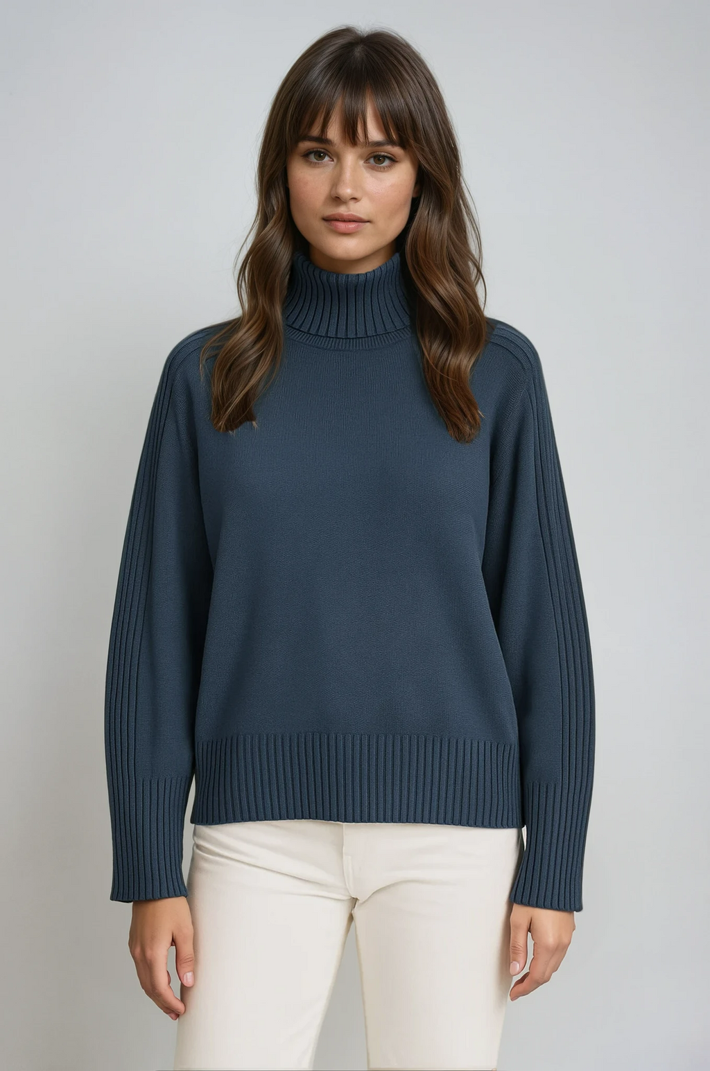 Women's Oversized Ribbed Mock Neck Sweater