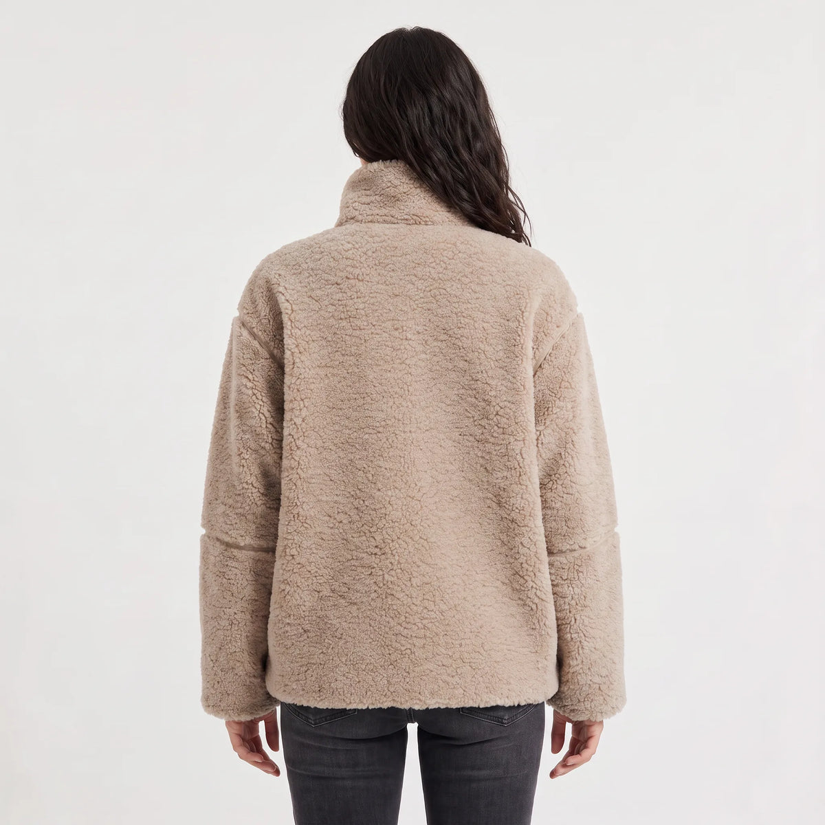 Women's Oversized Teddy Fleece Jacket with Zip Closure