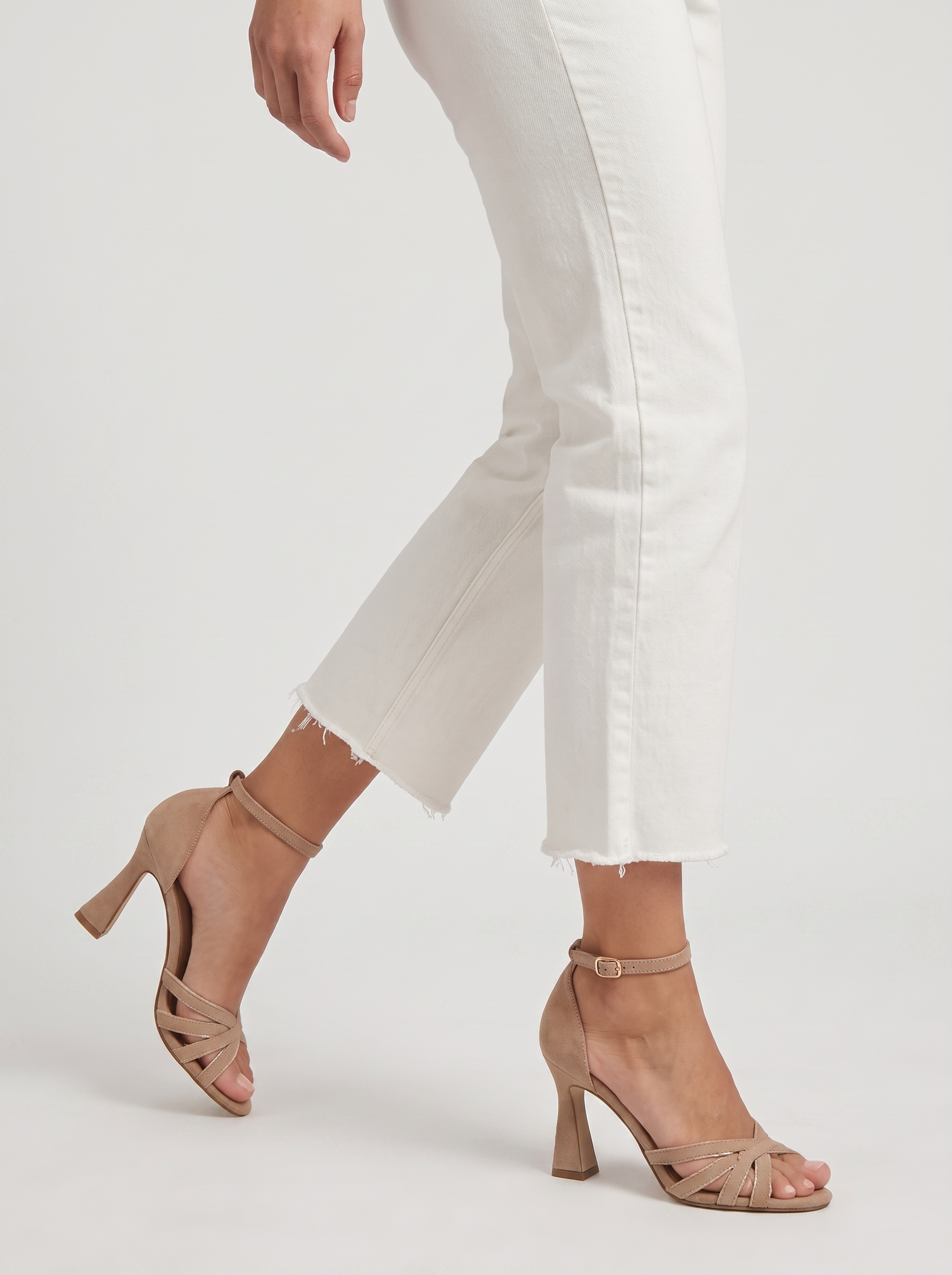 Women's Peep Toe High Heel Sandals with Suede Upper
