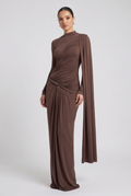 Women's Pleated Long Sleeve Formal Dress
