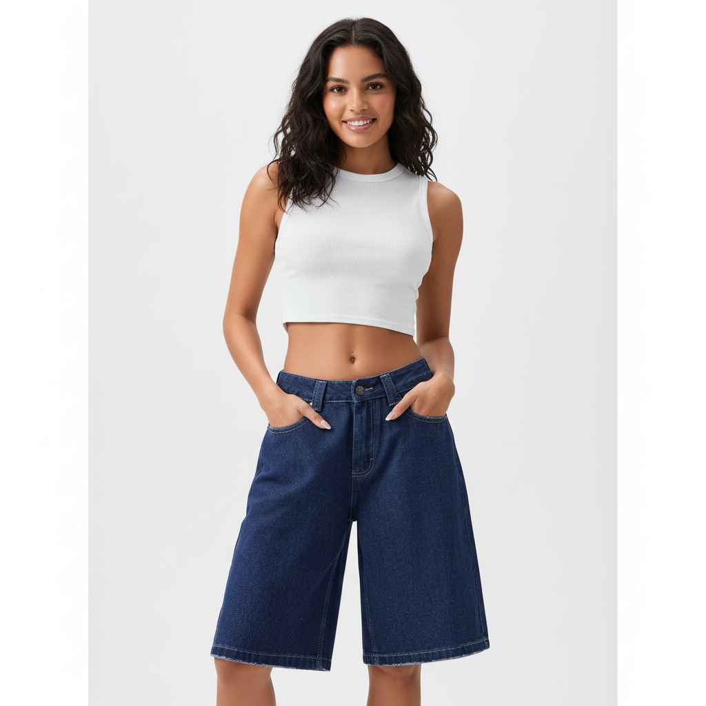 Women's Relaxed Denim Bermuda Shorts