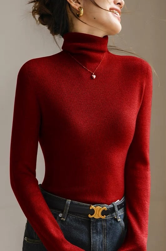 Women's Seamless High Neck Knit Top