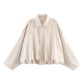 Women's Short Jacket with Pointed Collar and Shoulder Loops