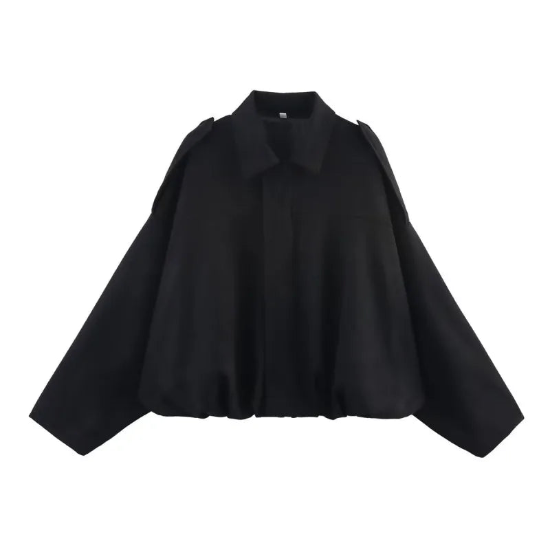 Women's Short Jacket with Pointed Collar and Shoulder Loops
