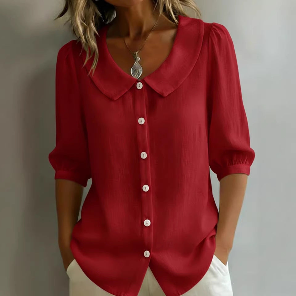 Women's Short Sleeve Blouse - Casual Summer Top