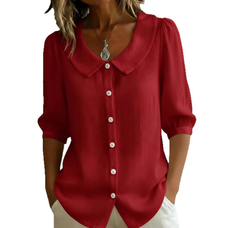 Women's Short Sleeve Blouse - Casual Summer Top