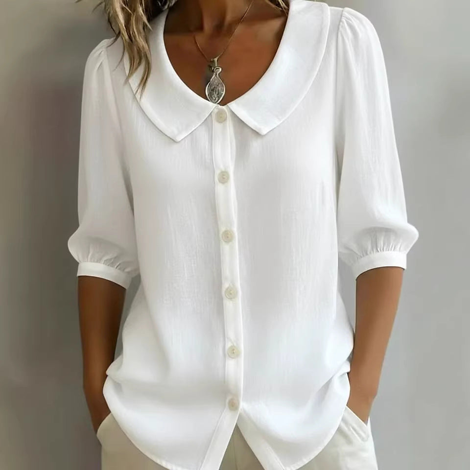 Women's Short Sleeve Blouse - Casual Summer Top