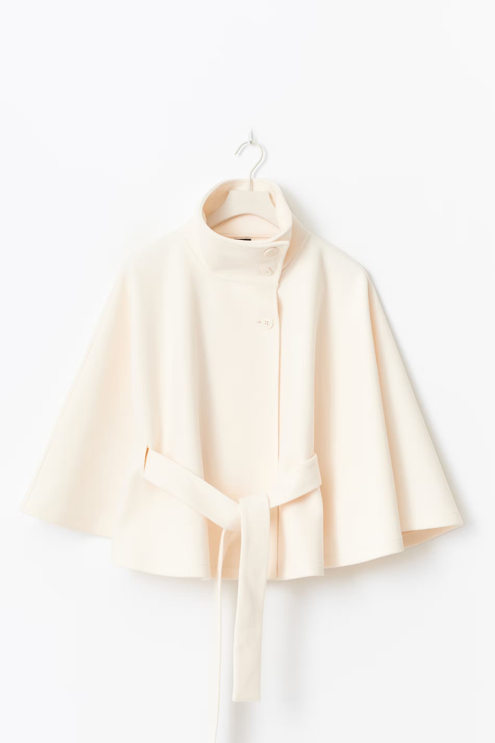 Women's Short Trench Coat with Belt and High Collar