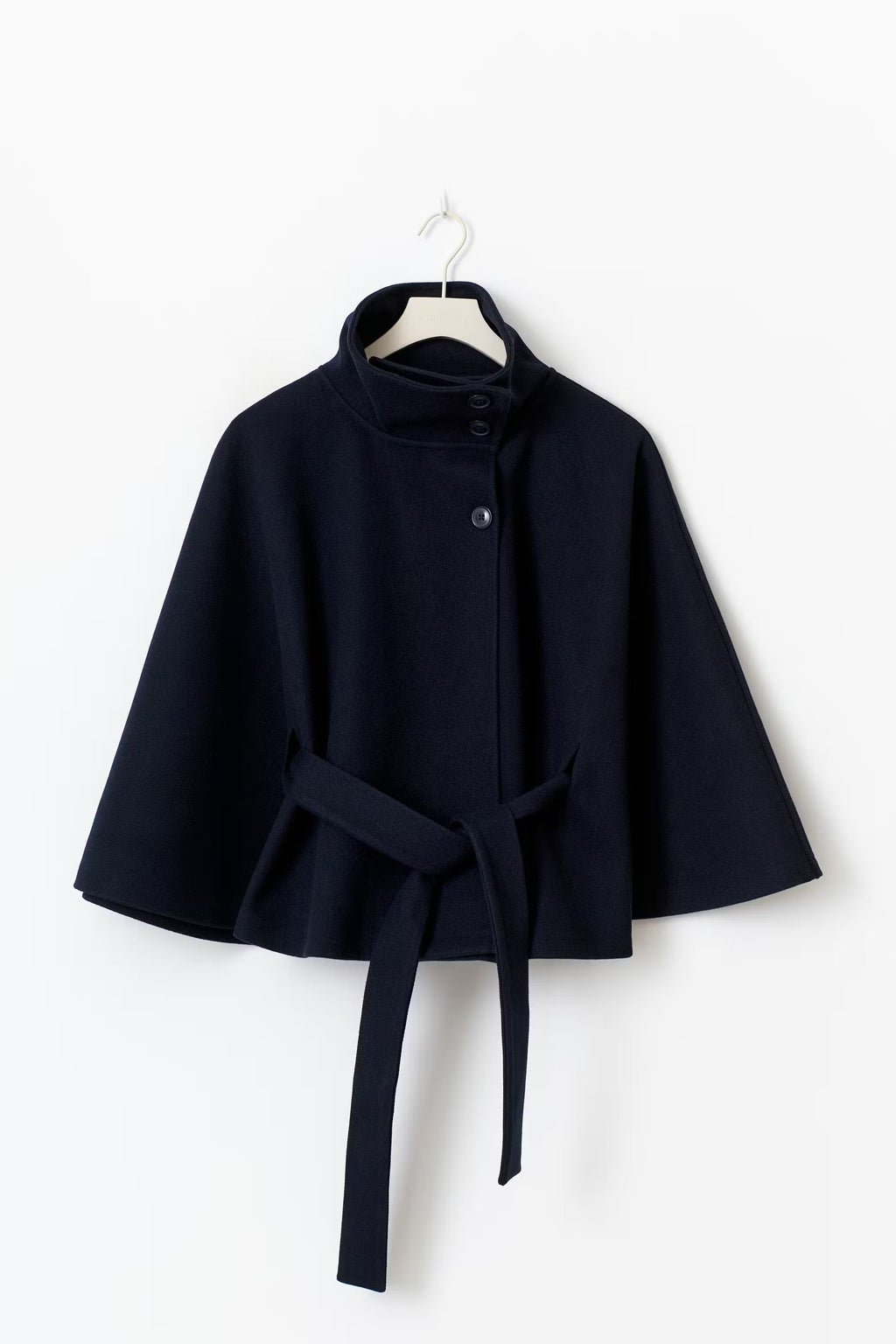 Women's Short Trench Coat with Belt and High Collar