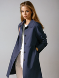Women's Short Trench Coat with Button Closure