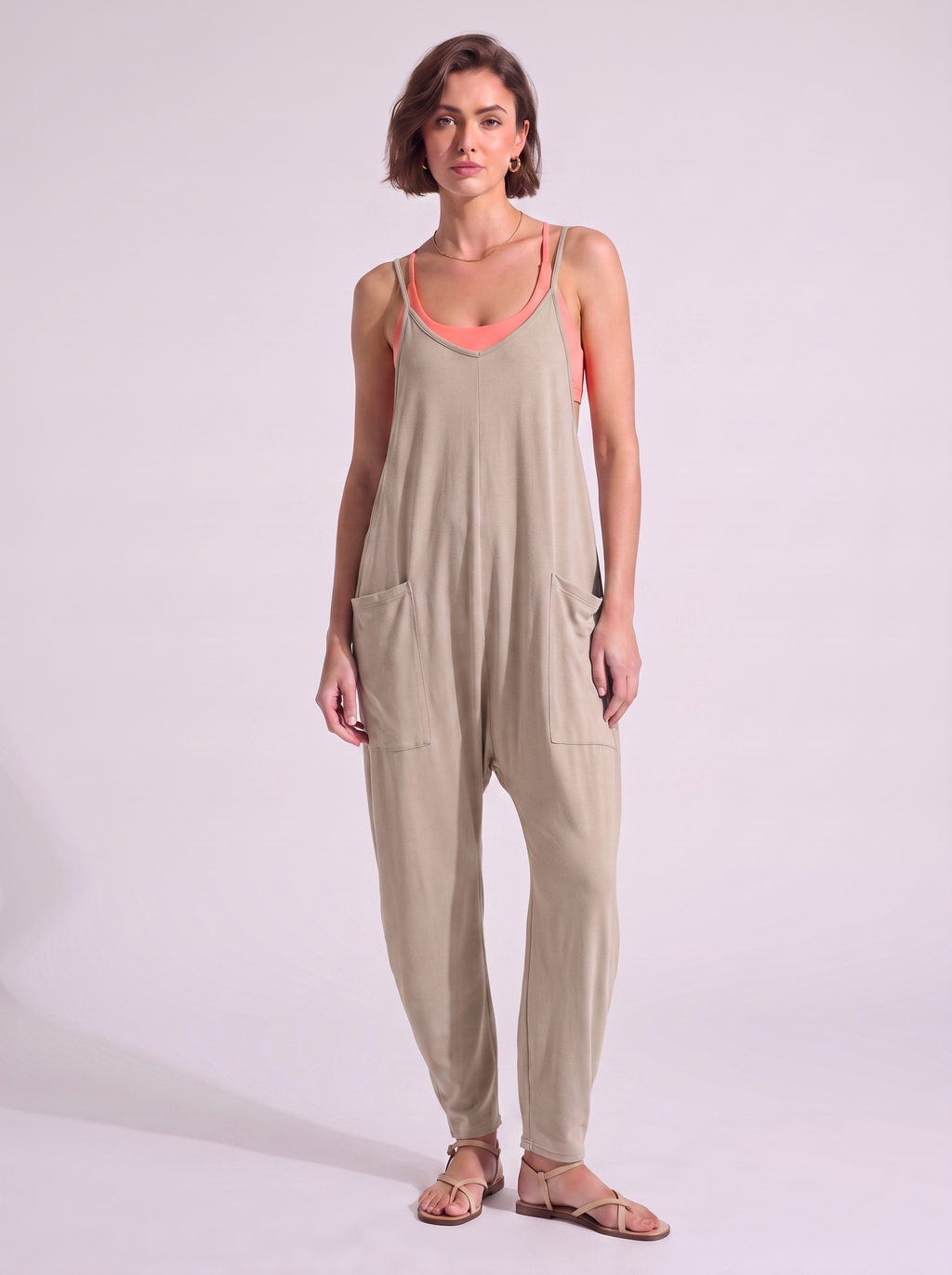 Women's Sleeveless Loose Jumpsuit with Pockets
