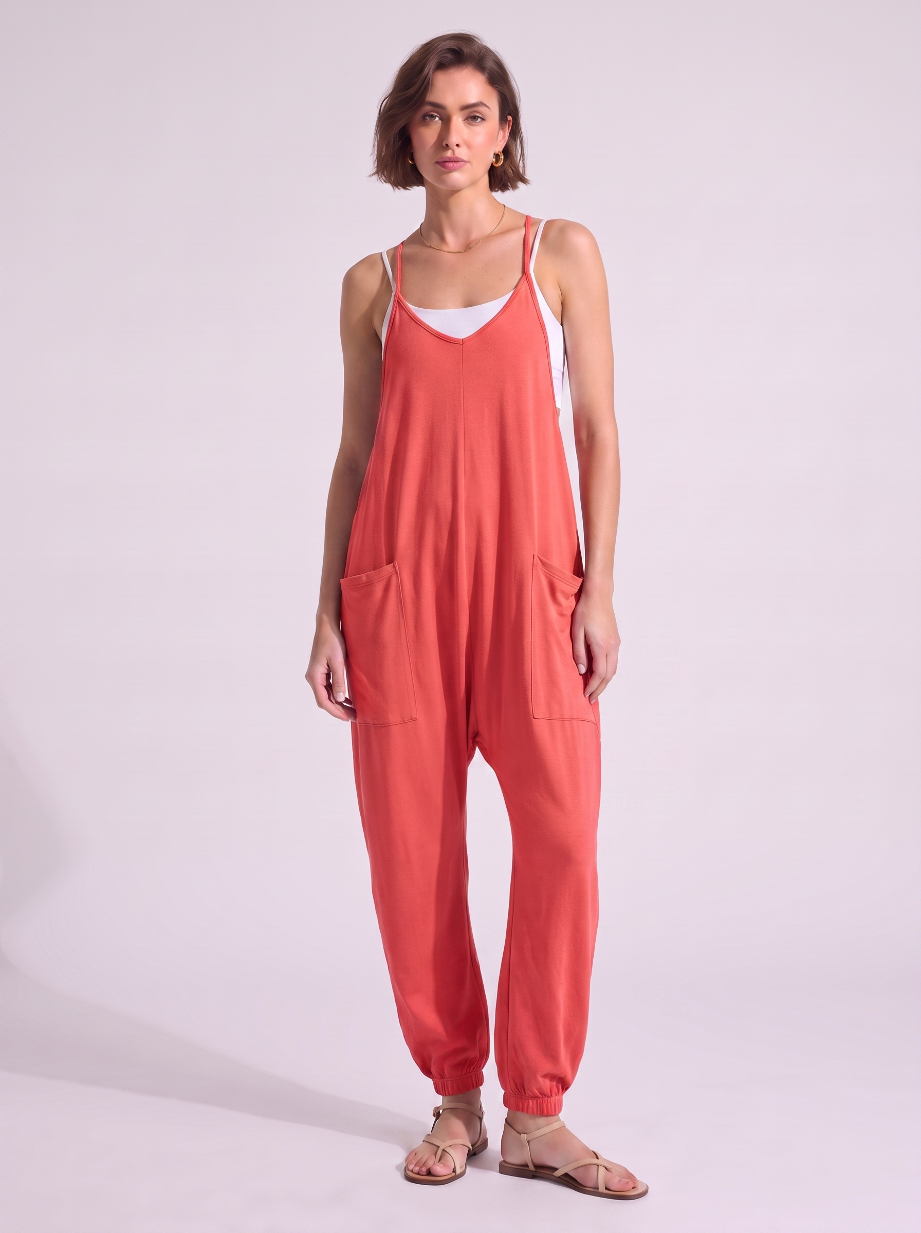 Women's Sleeveless Loose Jumpsuit with Pockets