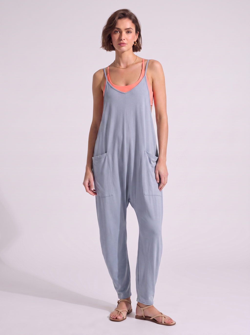 Women's Sleeveless Loose Jumpsuit with Pockets