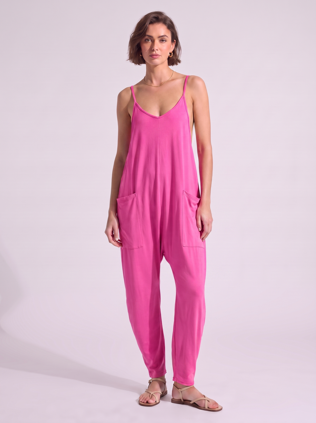 Women's Sleeveless Loose Jumpsuit with Pockets