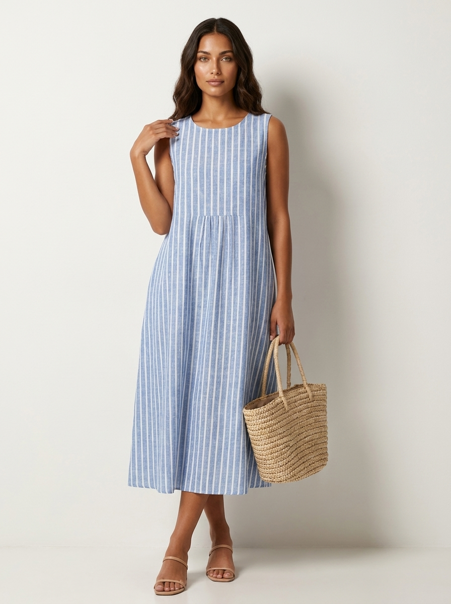 Women's Sleeveless Printed Midi Dress for Summer