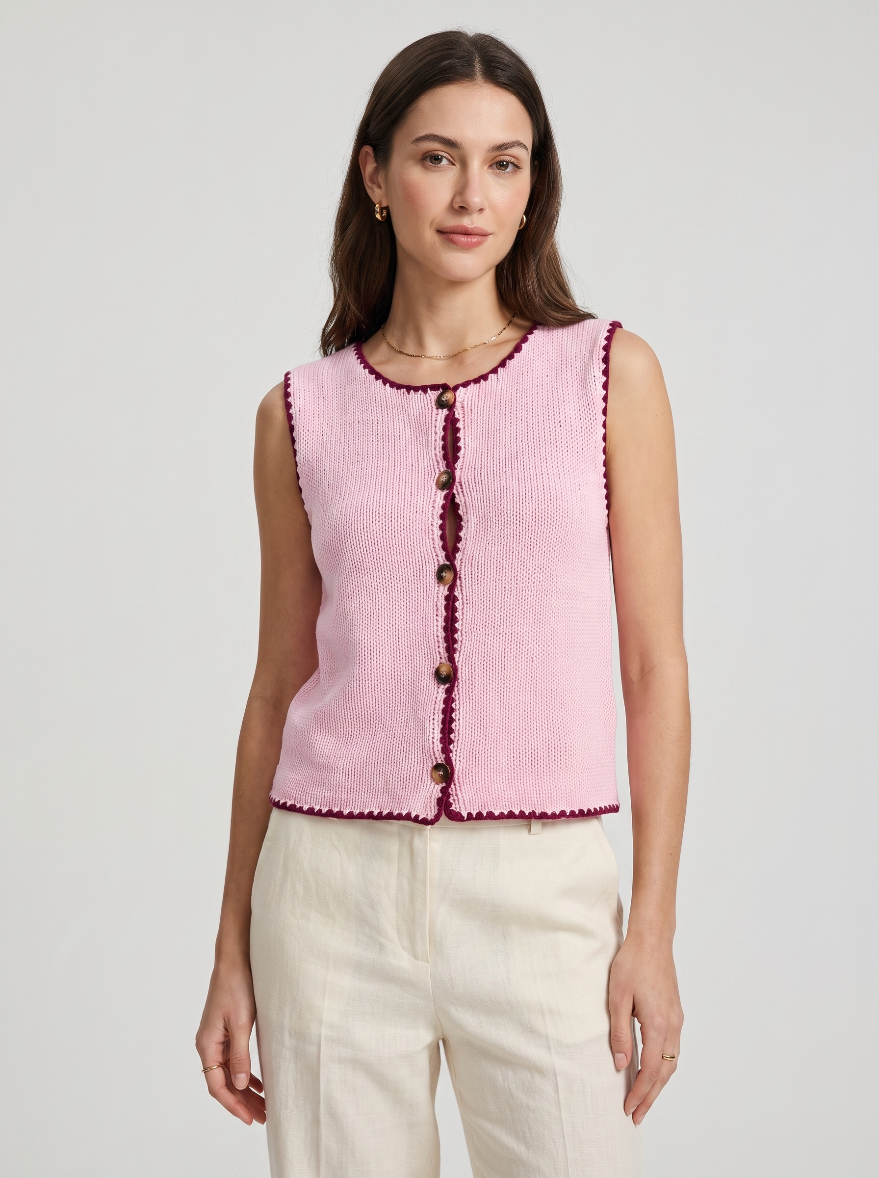 Women's Sleeveless Slim-Fit Cardigan Sweater