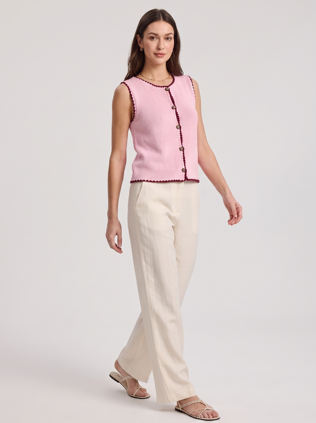 Women's Sleeveless Slim-Fit Cardigan Sweater