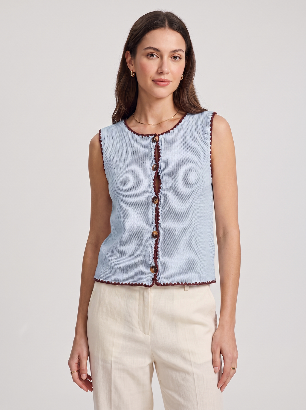 Women's Sleeveless Slim-Fit Cardigan Sweater