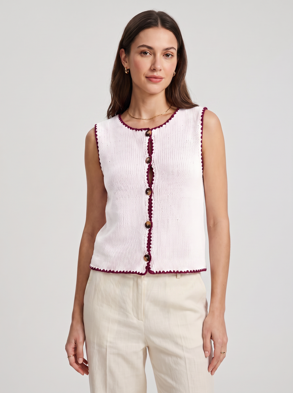 Women's Sleeveless Slim-Fit Cardigan Sweater