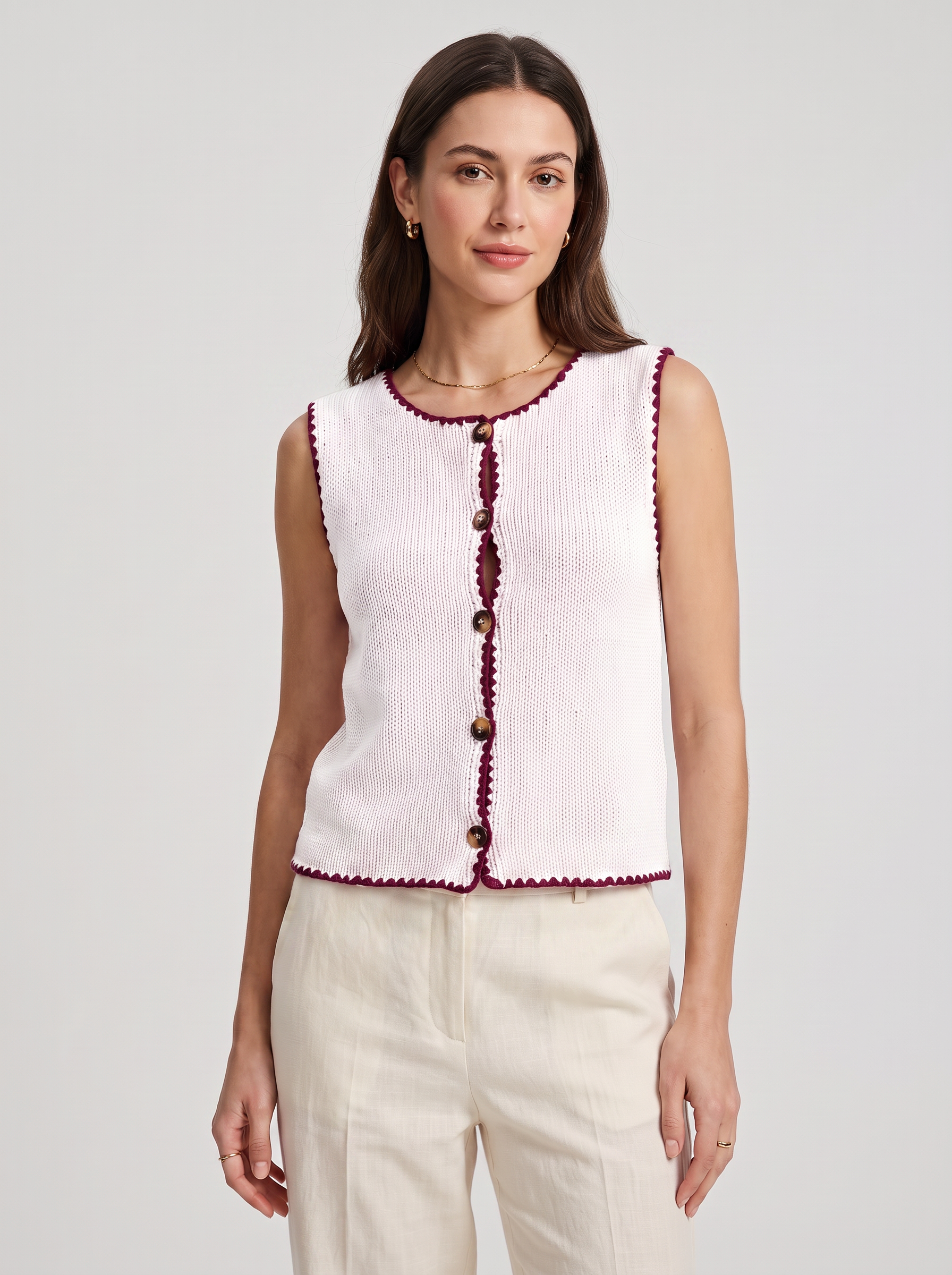 Women's Sleeveless Slim-Fit Cardigan Sweater