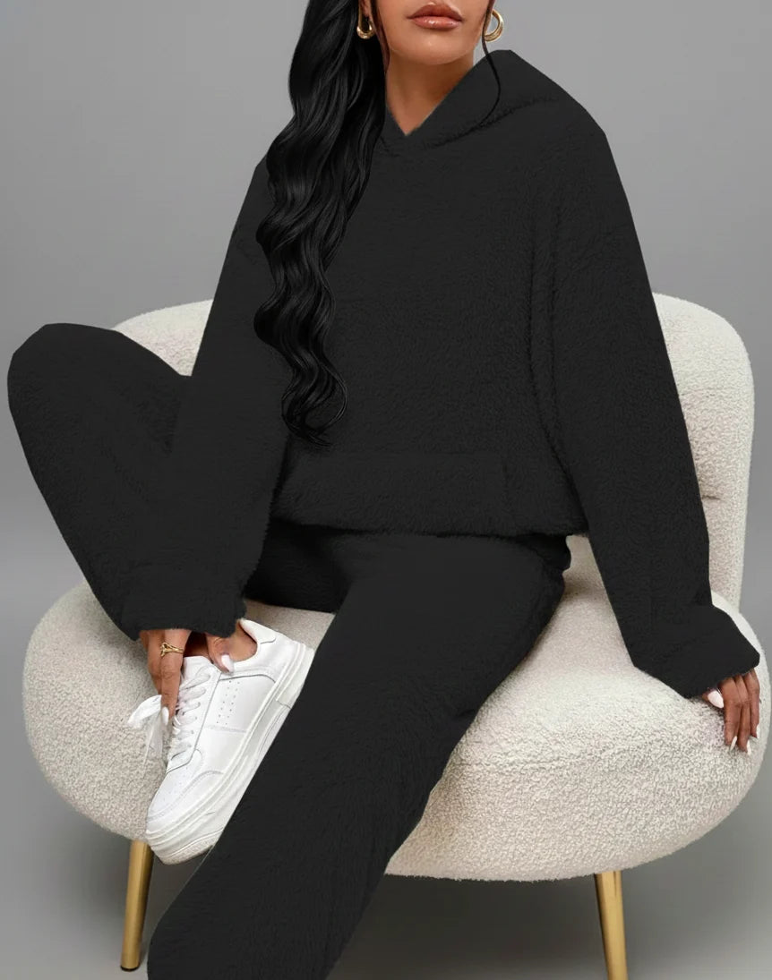 Women's Soft Teddy Hoodie and Pants Loungewear Set