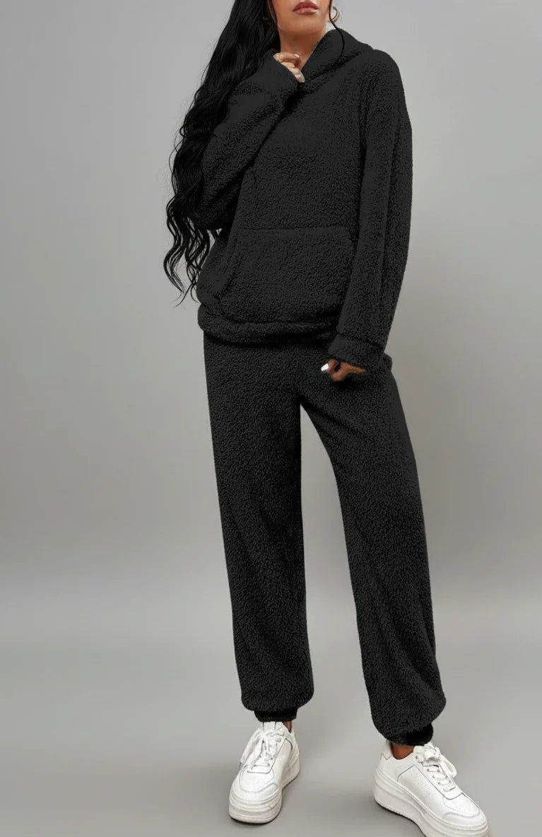 Women's Soft Teddy Hoodie and Pants Loungewear Set